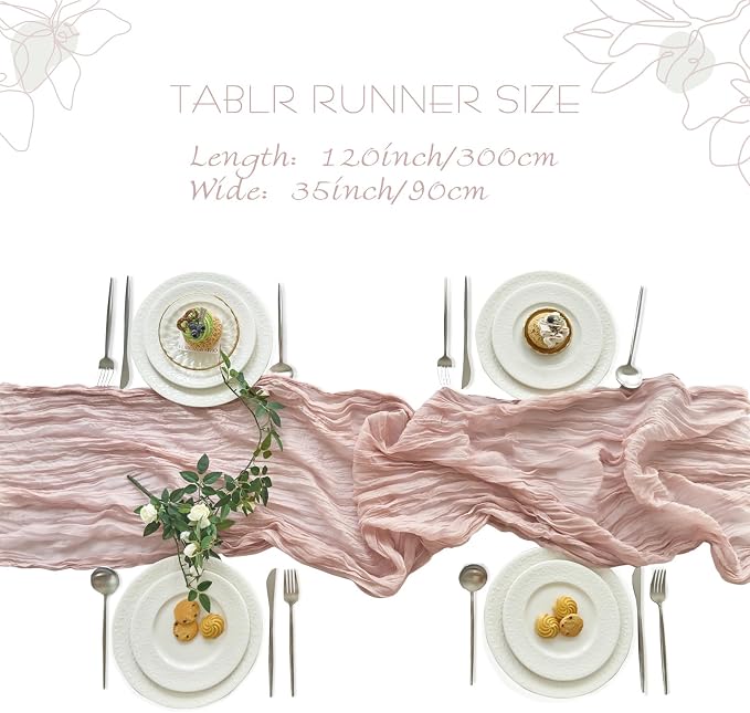 IVAPUPU 4 Pcs Cheesecloth Table Runner - 10ft Dusty Pink Boho Gauze Cheese - Image 4