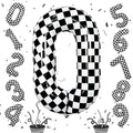 40 Inch Black and White Checkered 0 Balloon, Foil Number 0 Balloons Decor by Isndare