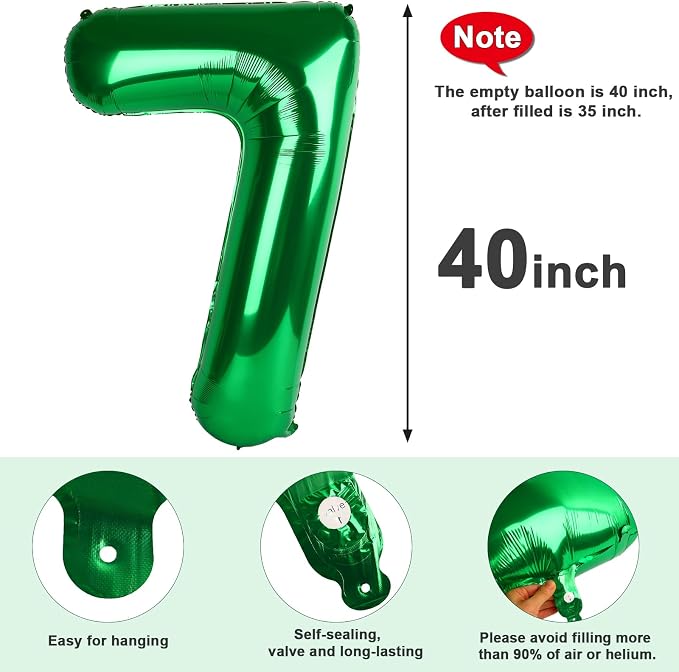 7 Balloon Numbers Party Decorations, 40In Dark Green Balloons - Image 5