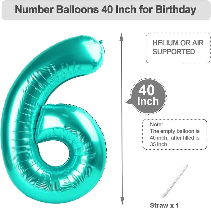 Happy Birthday Balloon 40 Inch Blue-Green 5 Balloon - Image 5