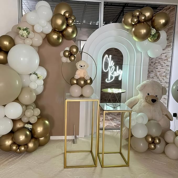White and Gold Balloons, Double Stuffed Beige Balloons White Sand Gold Neutral - Image 3