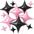 Pink Black Star Balloons, 26Inch and 10Inch Pink Black Quadrangle Helium Balloon by Adorely
