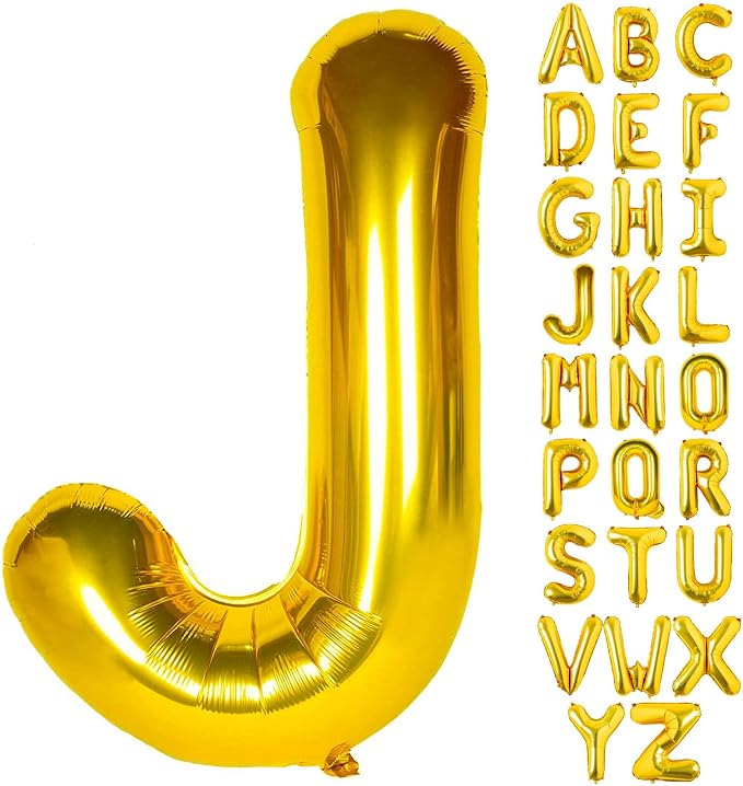 Lovoir 40 Inch Large Gold Letter J Balloons Big Size Jumbo Mylar Foil Helium by Lovoir