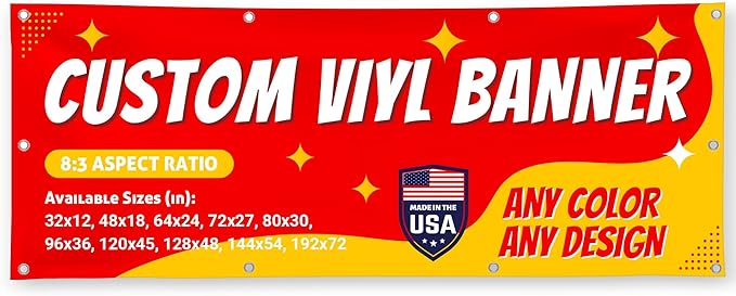 Custom Vinyl Banner with 150+ Sizes – Personalized Outdoor or Indoor Sign – Any by Unknown