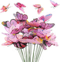 30PCS Pink Butterfly Decor Fake Butterfly Garden Picks by Wolpark