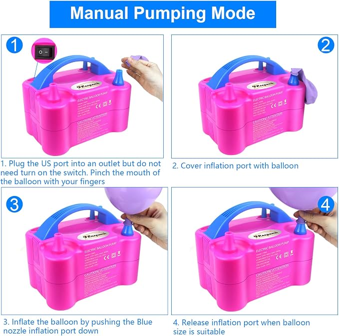 FLSEPAMB Electric Balloon Pump, Portable Dual Nozzle Balloon Inflator Pump - Image 4