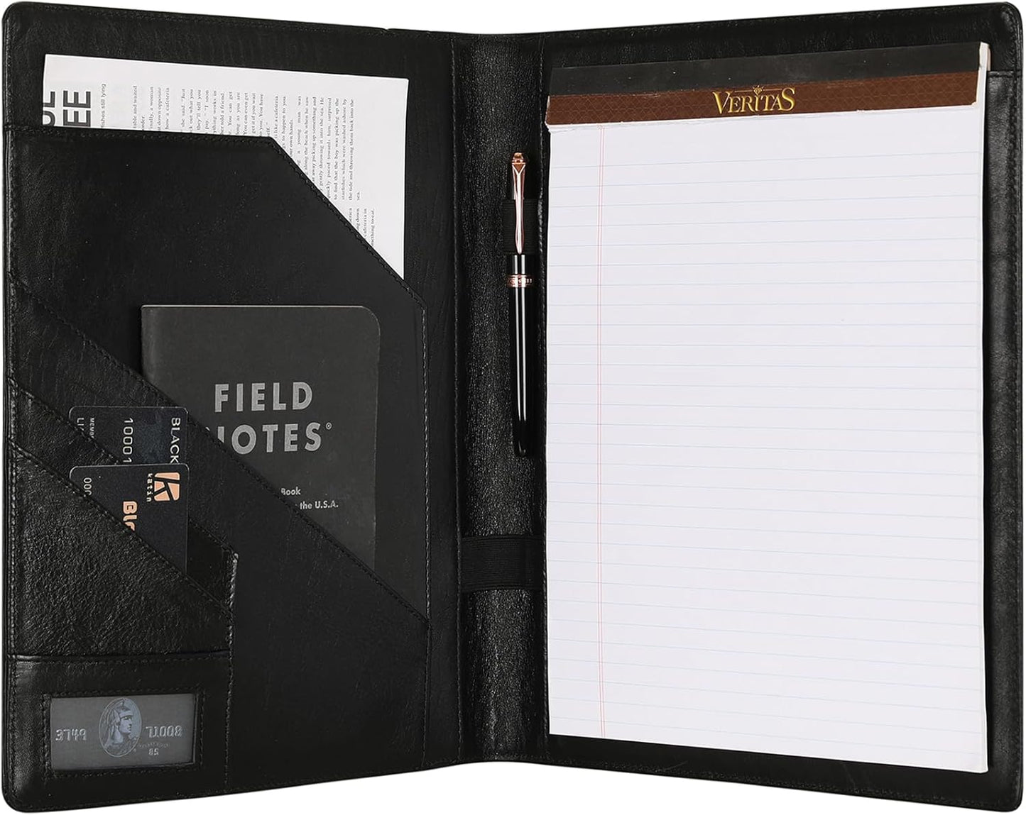 Genuine Leather Padfolio,Free Engraved Name, Personalized Leather Portfolio, A4 Document Folder Legal Pad Padfolio, Resume Folio for Men & Women