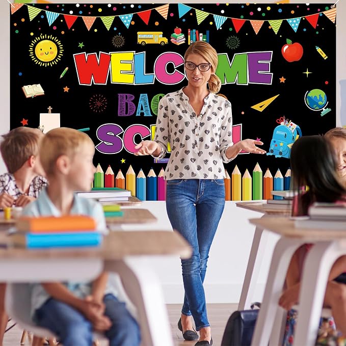 Welcome Back to School Banner Backdrop, 72.8" x 43.3" Back to School Party - Image 4