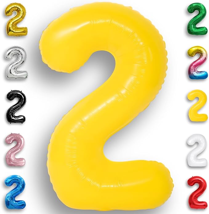 Yellow Number Balloon 2 Mylar Foil Macaron Balloons 40 inch by Unknown
