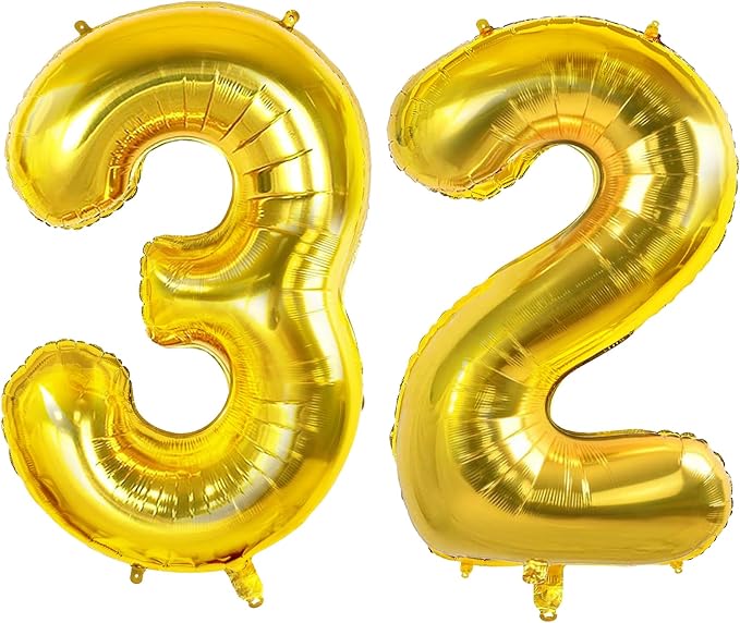 Number 32 Balloons for 32nd Birthday Party Decorations, 0-100 Large No.32 for by Joycard
