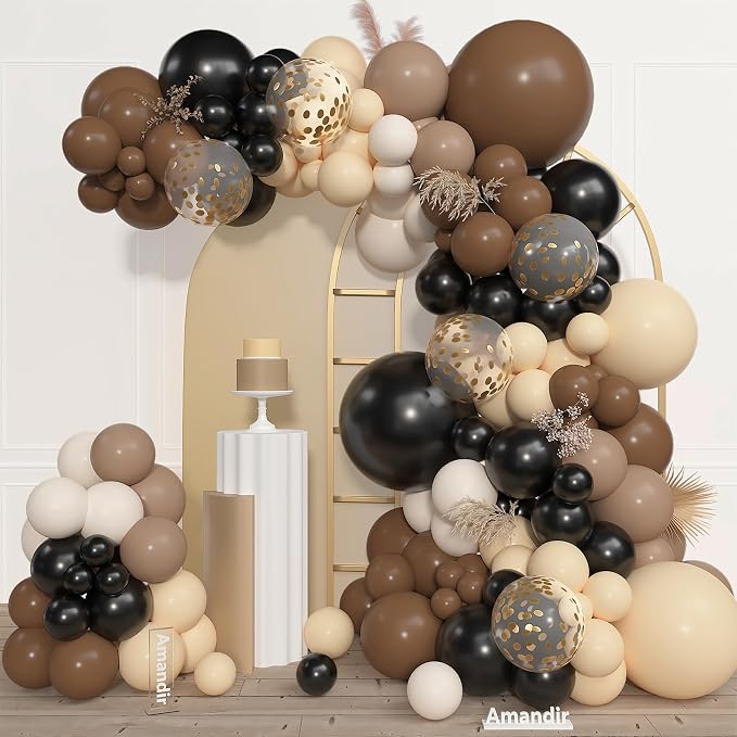 Amandir 153pcs Black Brown Nude Balloon Garland Arch Kit Different Sizes | 18 by Amandir