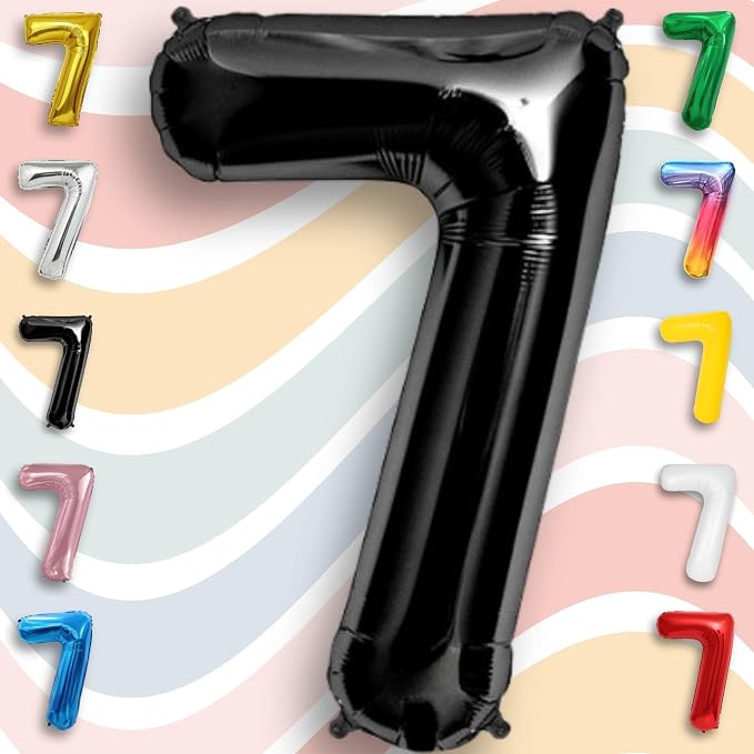 Black Number Balloon 7 Mylar Foil Balloons 40 inch - Image 5