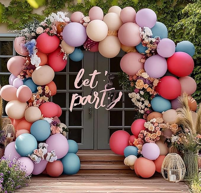 Pastel Balloon Garland Double Stuffed Dusty Pink Blue Cream Balloon Light - Image 6