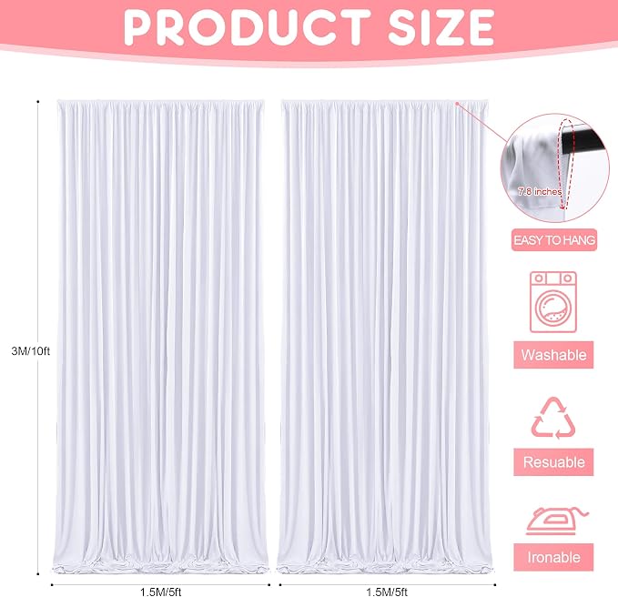 Asee'm White Backdrop Curtains Drapes - Image 2
