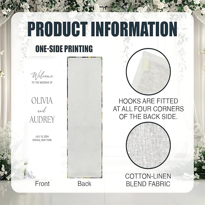 Personalized Fabric Wedding Welcome Sign, Linen Wedding Welcome Sign Cotton - Image 5
