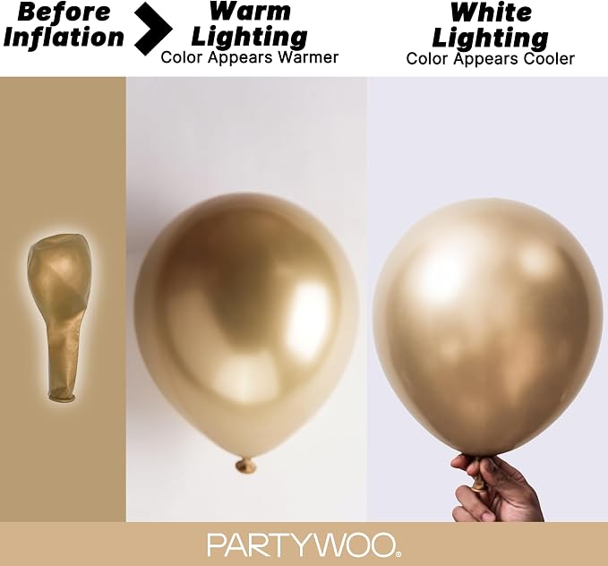 PartyWoo Metallic Gold Balloons 92pcs Chrome Gold Color 18 12 10 5 Inch | 18 12 - Image 3