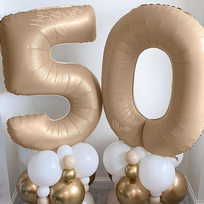 Nude 0 Balloons, 40 Inch Large Tan Foil Number Balloons Set 0-9, Self Inflating - Image 5