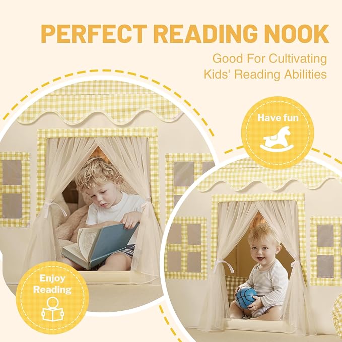 Kids Play Tent Indoor: Mat, Tassel Garland - Image 3