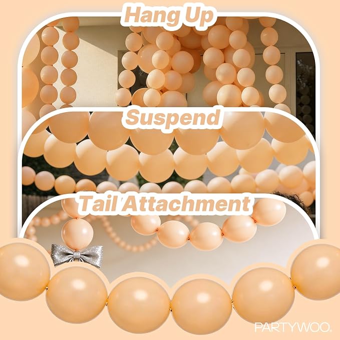 PartyWoo Nude Linking Balloons 100pcs 12 Inch Beige Tan Link Balloons | - Image 6