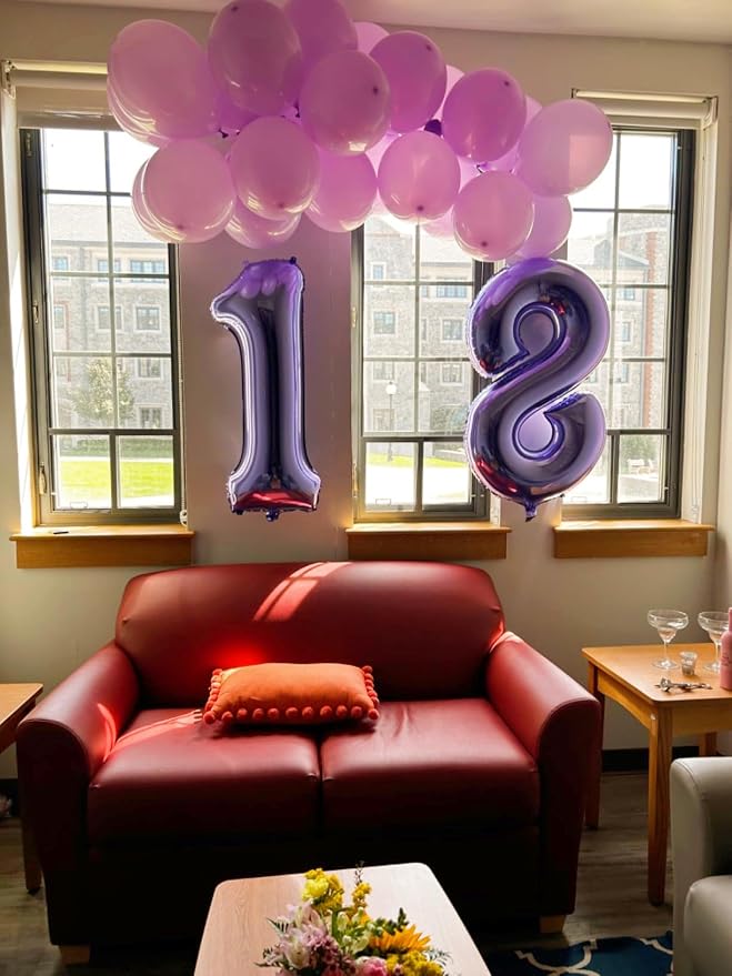 8 Balloon Numbers Birthday Decorations, 40In Purple Balloons - Image 5