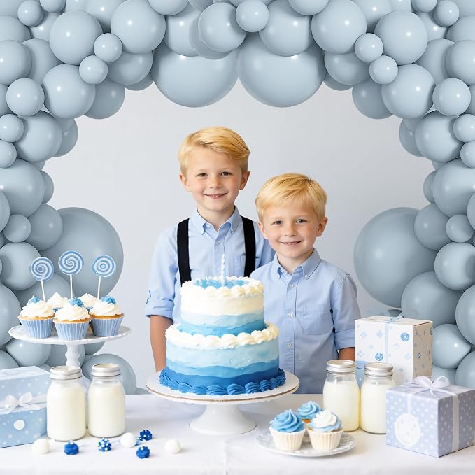 164Pcs Dusty Blue Balloons Garland Arch Kit Different Sizes | 18 12 10 5 inch - Image 3