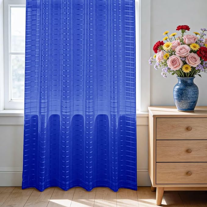 SpaceDresser Check Sheer Curtains 84 Inches Long - Image 3