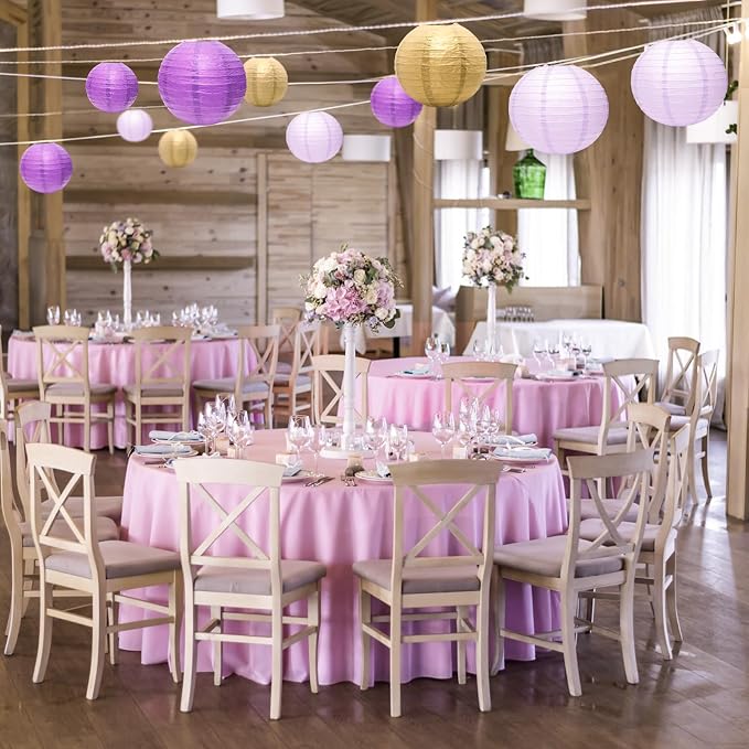 21Pcs Purple Paper Lanterns, 4-10in Hanging Decor, Bachelorette Wedding | - Image 7