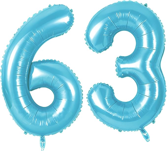 Number 63 Balloons for 63rd Birthday Party Decorations, 0-100 Large No.63 by Joycard