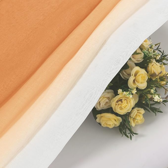 DWCN Autumn Faux Linen Ombre Sheer Curtains - Image 5
