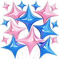 Pink Blue Star Balloons, 26 Inch and 10 Inch Pink Stars Shaped Balloon by BIAPIAN
