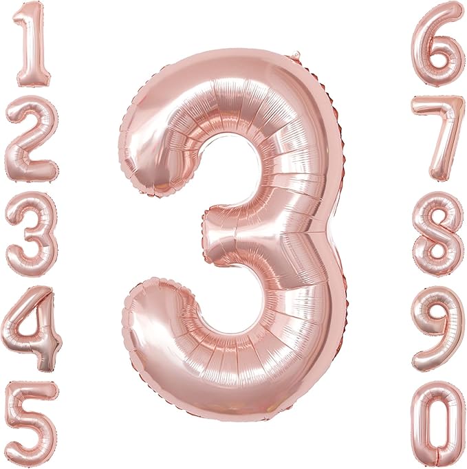 Rose Gold Number 3 Balloon 40 Inch, Blush Foil by Unknown