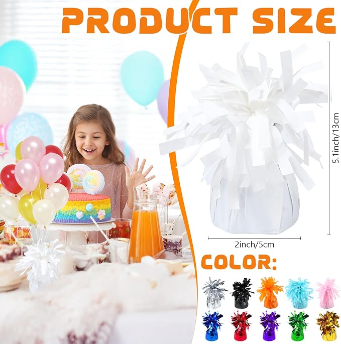 8 Pcs White Metallic Balloon Weights Holder Anchors Balloon Holder Weights - Image 2