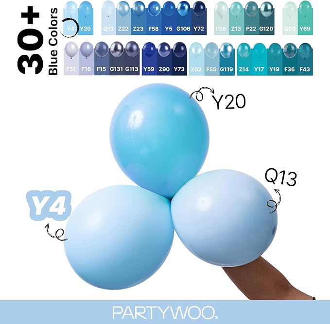 PartyWoo Light Blue Balloons 140pcs Baby Pastel Sky Aqua Blue Color | Different - Image 4