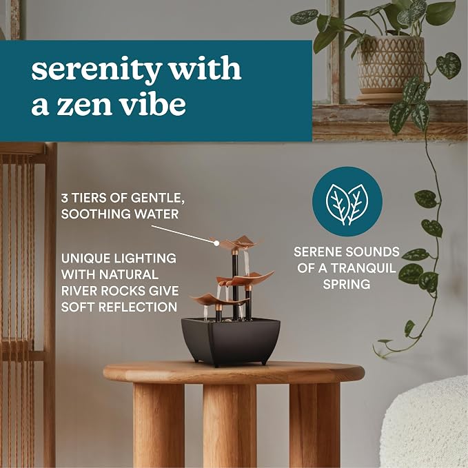 Homedics Tabletop Water Fountain, 3 Tier Indoor Waterfall Fountain - Image 4