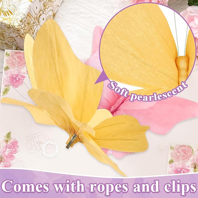 3D Hanging Butterfly Decorations Butterfly Party Decorations 4PCS Pastel Large - Image 4