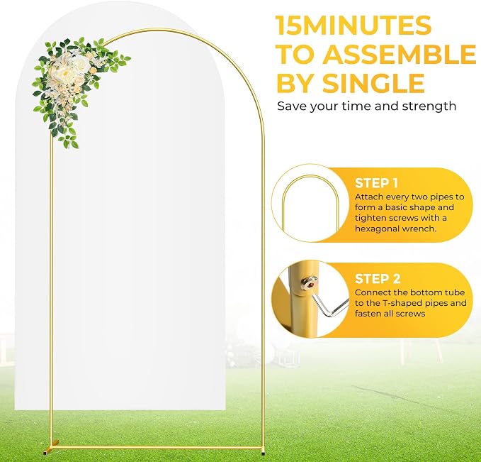 6.6FT Metal Arch Backdrop Stand and Cover Set, Balloon Arch Frame Stand - Image 3