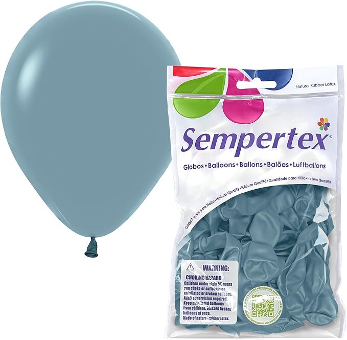 Sempertex Round Pastel Dusk Blue Balloons, 5 Inch, Graduation, Baby Shower by Sempertex