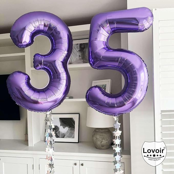 Purple 25 Number Balloons, 40 Inch Giant Number 25 Balloons Foil Mylar Helium - Image 5
