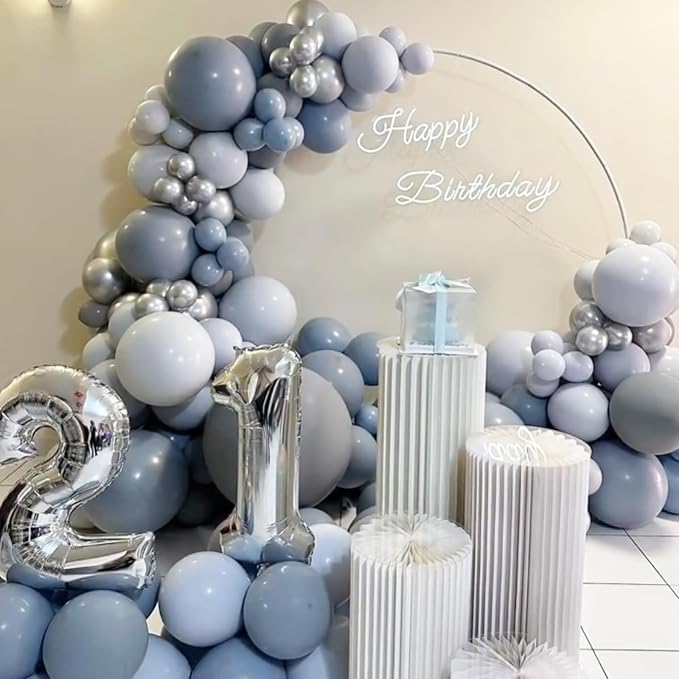 Voircoloria 105pcs Dusty Blue Party Latex Balloons, 12inch | - Image 4