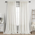 Beige White Linen Curtains for Living Room Extra Long 110 Inches Long Back Tab by Nanspring