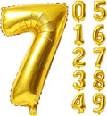 40 Inch Number 7 Balloons for 7th Birthday Party Decorations, 0-100 Gold Large by FOBELEC