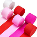PartyWoo Pink Hot Red White Light Crepe Paper Streamers 6 Rolls 492 FT | Baby by PartyWoo