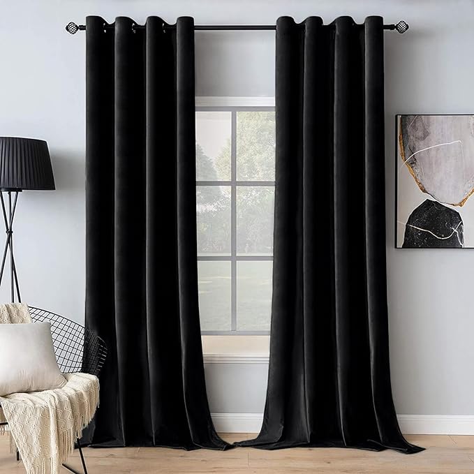 MIULEE Velvet Curtains Halloween Black 52 x 90 Inch Length Set of 2 | Grommet by MIULEE