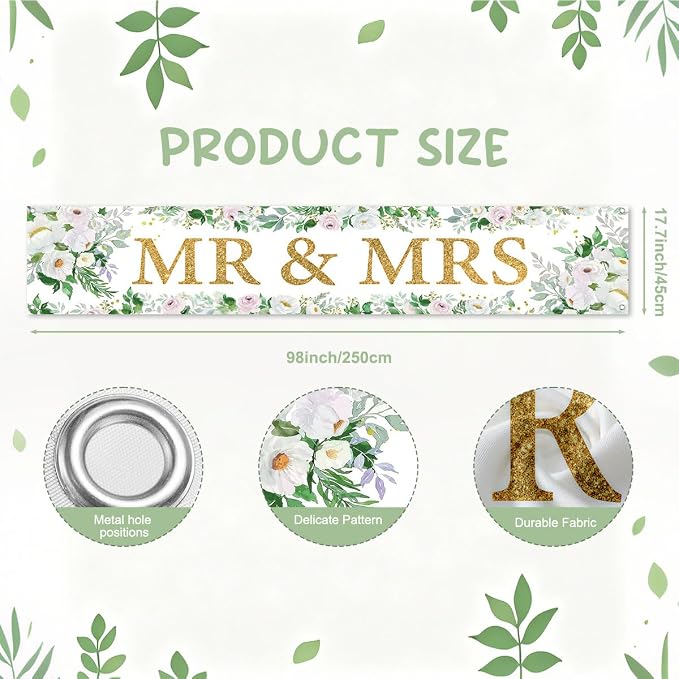 Mr And Mrs Wedding Decor Banner Decorations Party Hanging Sign | Reusable - Image 2