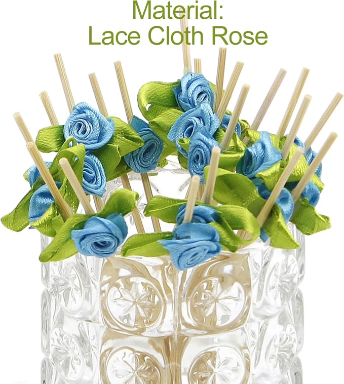 Minisland Blue Rose Flower Cocktail Picks, 4.7 Inch Long Bamboo Fancy Toothpicks - Image 3