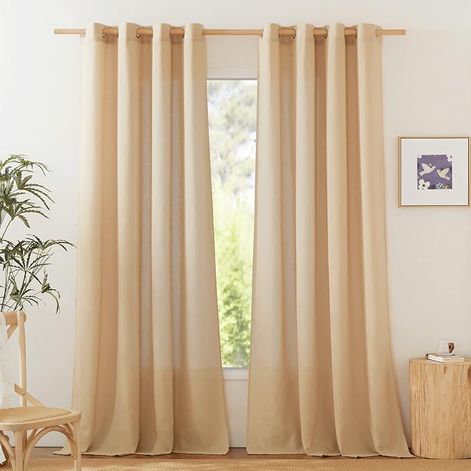 NICETOWN Semi Sheer Linen Burlap Curtains by NICETOWN
