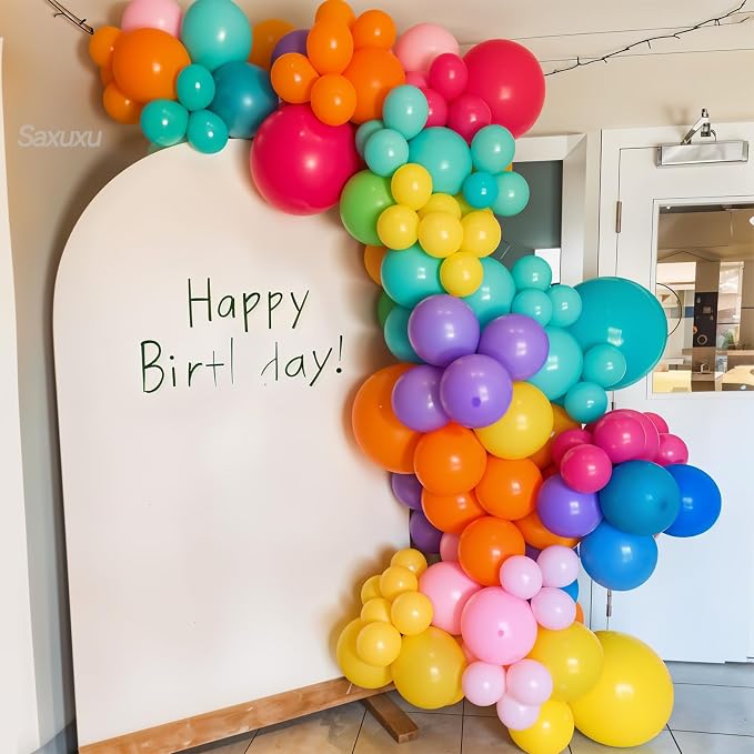 Colorful Balloon Arch Kit, Matte Teal Yellow White Light Green Balloons - Image 4