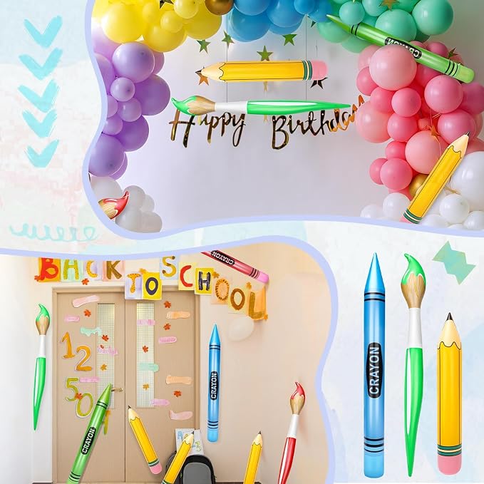 SAYAYA 16 Pcs Large Inflatable Pencil Balloons Set Jumbo Inflatable Crayons - Image 6
