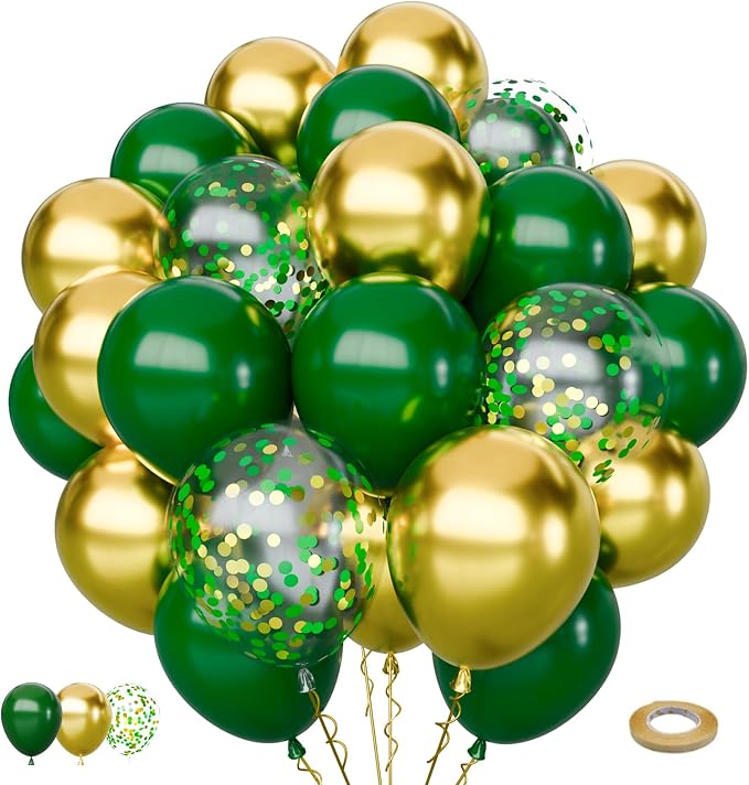 Green and Gold Balloons Set, Graduation, St.Patrick's Day, Jungle Party by Mobacurty
