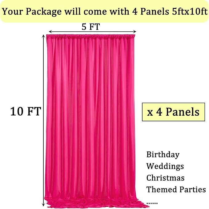 20ftx10ft Wrinkle Free Fuchsia Backdrop Curtains - Image 5